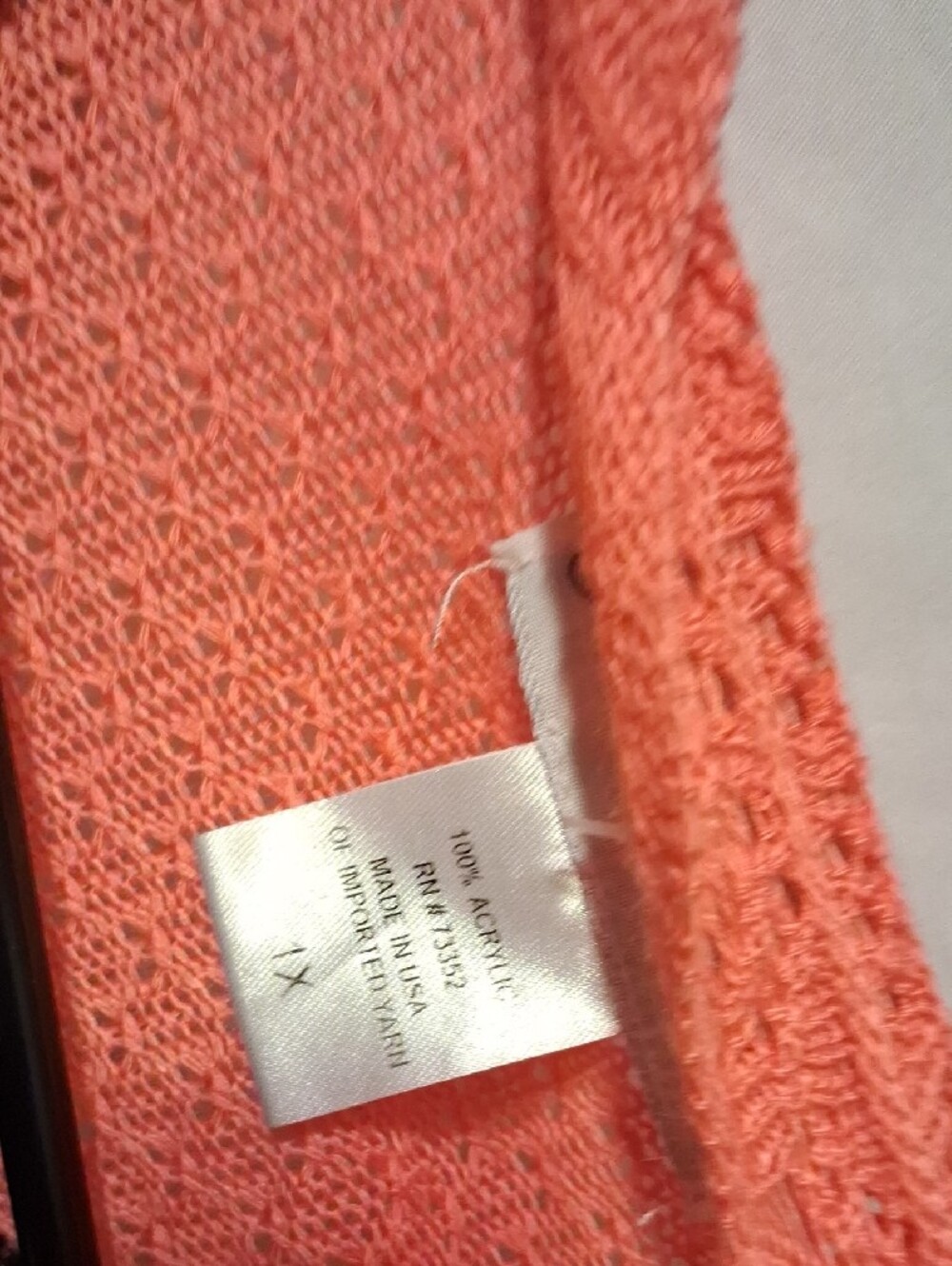 Maurices Coral Open-Knit Cardigan with Navy Patterned Tank - Picture 4 of 5